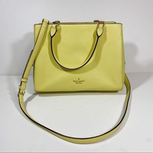 Kate Spade Leila Medium Triple Compartment Satchel Frosty Lime Yellow Leather